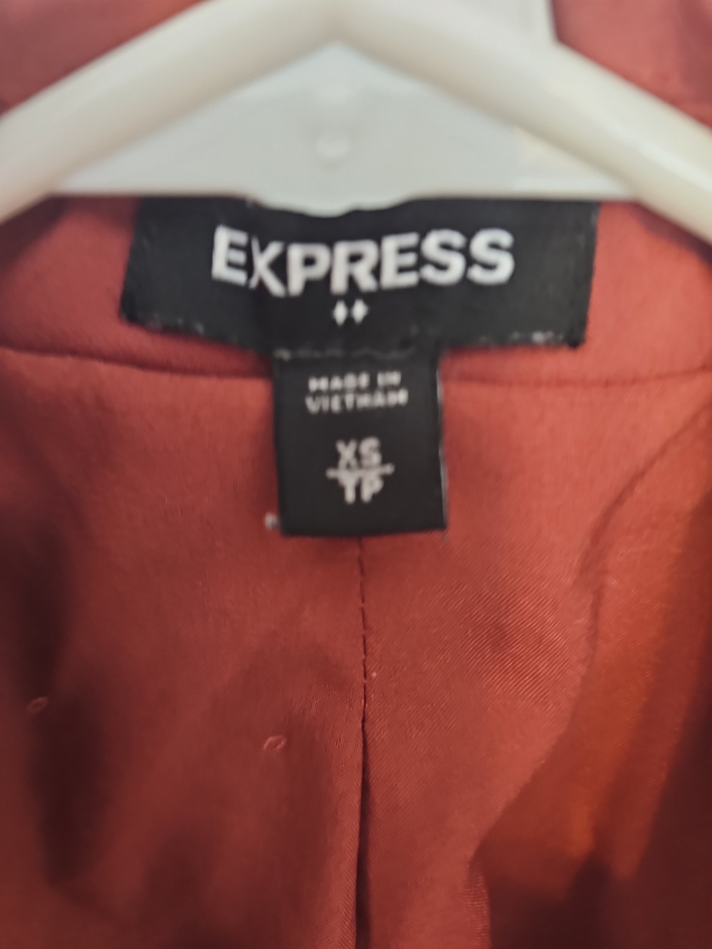 Express Women's Rust Open-Front Shawl Collar Blazer - Picture 8 of 8